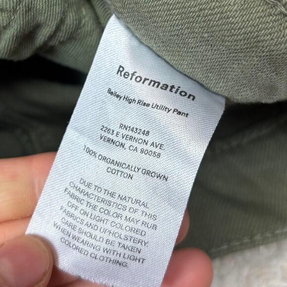 Reformation Bailey High Rise Utility Pants Women's 24 Military Cargo Wide Leg - Picture 10 of 11